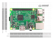 Raspberry Pi 3 Model B front view with size comparison