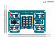 Grove Beginner Kit for Arduino with 10 Sensors front view with size comparison