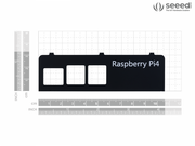 re_computer case: Side Panels For Raspberry Pi 4 With Standoffs front view with size comparison