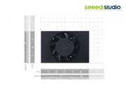 Aluminum Heatsink with Fan for Jetson TX2 NX Module front view with size comparison
