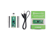 Raspberry Pi Pico Basic Kit front view of components and box