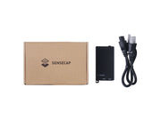 SenseCAP PoE Injector 48V US Adapter front view with cable and packaging