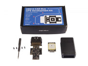 OBD-II CAN Bus GPS Development Kit components and box top view