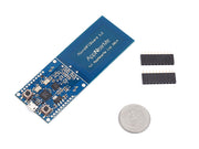 Micro NFC Board front view with size comparison to a coin