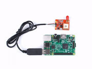 Raspberry PI GPS Module front view connected to a Raspberry Pi