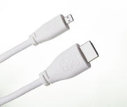 Raspberry Pi 4 Micro HDMI to Standard HDMI Male Cable - 1m White close up underside view