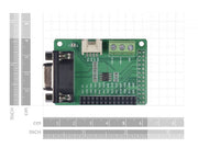 RS-485 Shield for Raspberry Pi front view with size comparison